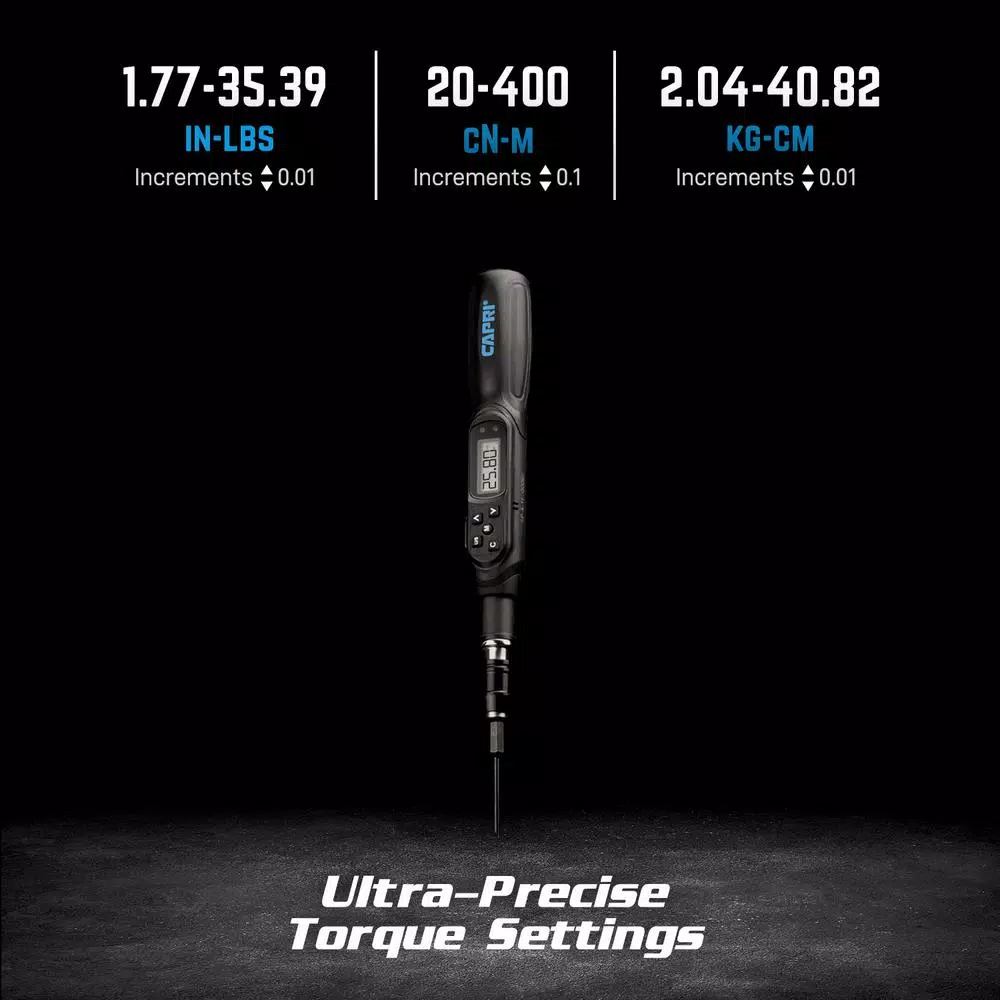 Screwdrivers & Nut Drivers Capri Tools Certified 1.77 In./lbs. To 35.39 In./lbs. Dual Direction Digital Torque Screwdriver 4 Screwdrivers & Nut Drivers Capri Tools Certified 1.77 In./lbs. To 35.39 In./lbs. Dual Direction Digital Torque Screwdriver - Image 2