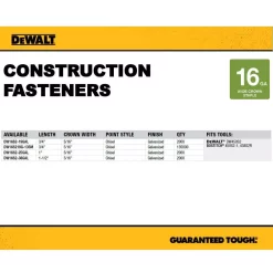 Fastening Tools DEWALT 1 In. X 1 In. X 16-Gauge Galvanized Wide Crown Staple (2000 Per Pack) -Tools Shop dewalt pneumatic staples dw16s2 25gal 40 1000