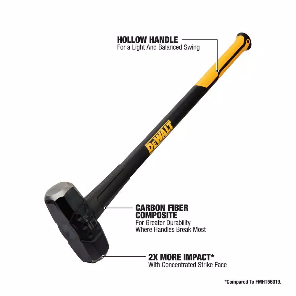 Hammers DEWALT 12 Lb. Sledge Hammer With 33.3 In. Fiberglass Handle 4 Hammers DEWALT 12 Lb. Sledge Hammer With 33.3 In. Fiberglass Handle - Image 2