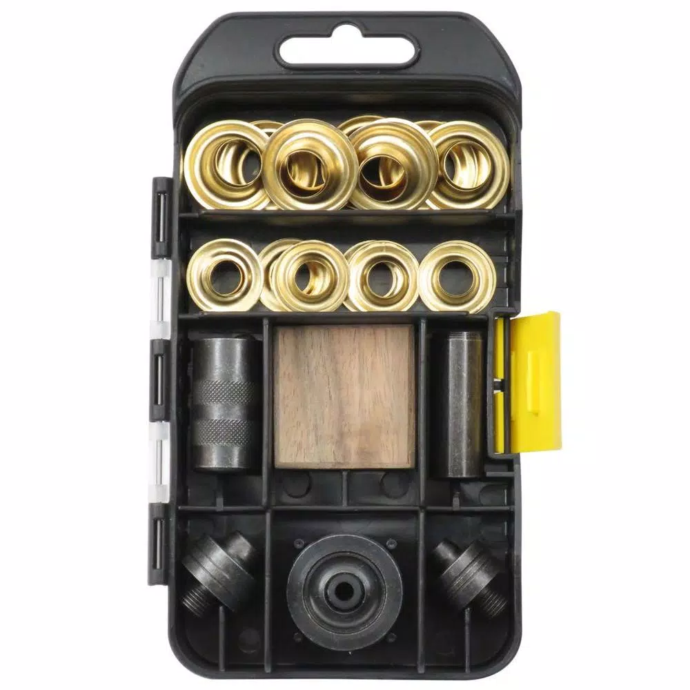 Fastening Tools General Tools Brass Grommet Fastening Kit With Case, Includes (6) 1/2 In. And (6) 3/8 In. Grommets 4 Fastening Tools General Tools Brass Grommet Fastening Kit With Case, Includes (6) 1/2 In. And (6) 3/8 In. Grommets - Image 2
