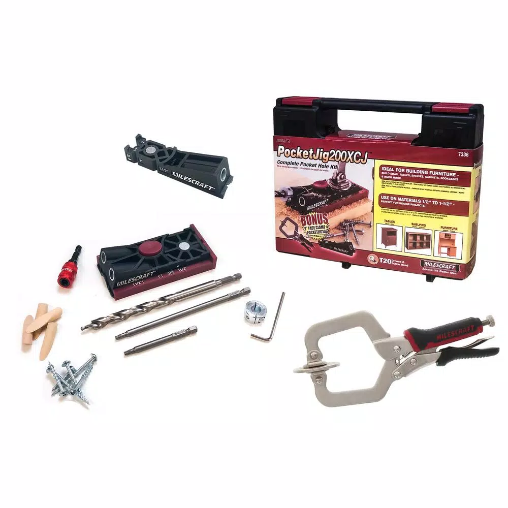 Cutting Tools Milescraft PocketJig200XCJ Ultimate Pocket Hole Bundle With 2 Jigs And 2 In. FaceClamp 3 Cutting Tools Milescraft PocketJig200XCJ Ultimate Pocket Hole Bundle With 2 Jigs And 2 In. FaceClamp