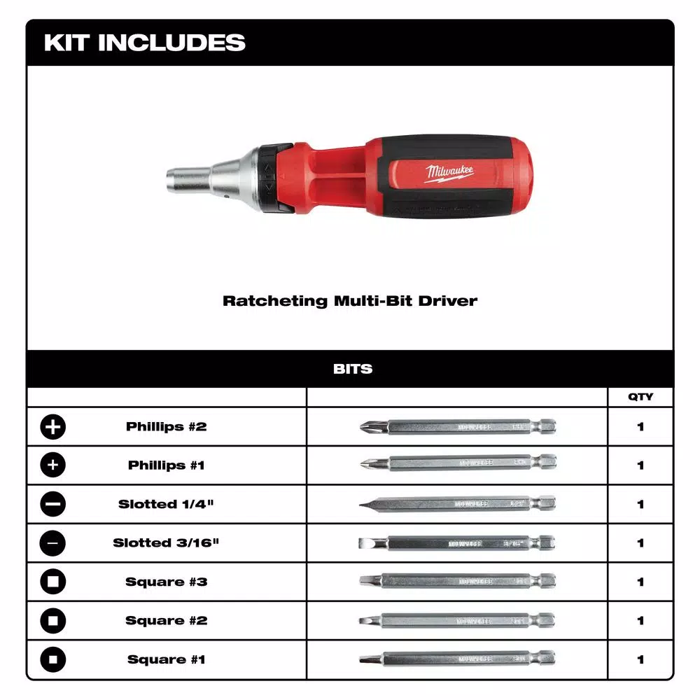 Screwdrivers & Nut Drivers Milwaukee 9-in-1 Square Drive Ratcheting Multi-Bit Screwdriver 5 Screwdrivers & Nut Drivers Milwaukee 9-in-1 Square Drive Ratcheting Multi-Bit Screwdriver - Image 3