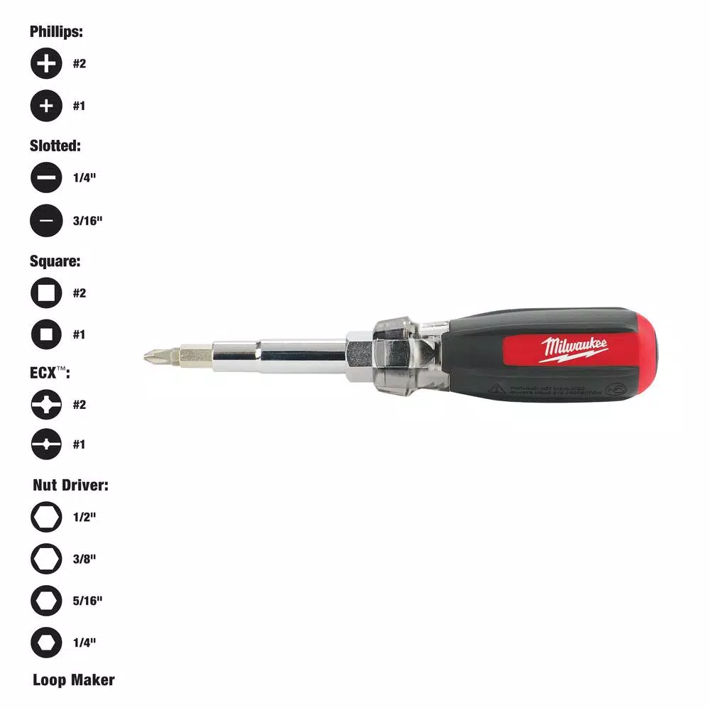 Screwdrivers & Nut Drivers Milwaukee 13-in-1 Multi-Tip Cushion Grip Screwdriver 3 Screwdrivers & Nut Drivers Milwaukee 13-in-1 Multi-Tip Cushion Grip Screwdriver