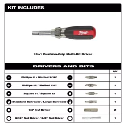 Screwdrivers & Nut Drivers Milwaukee 13-in-1 Multi-Tip Cushion Grip Screwdriver With Schrader Bit -Tools Shop milwaukee multi bit screwdrivers 48 22 2881 40 1000