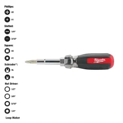 Screwdrivers & Nut Drivers Milwaukee 13-in-1 Multi-Tip Cushion Grip Screwdriver With Schrader Bit