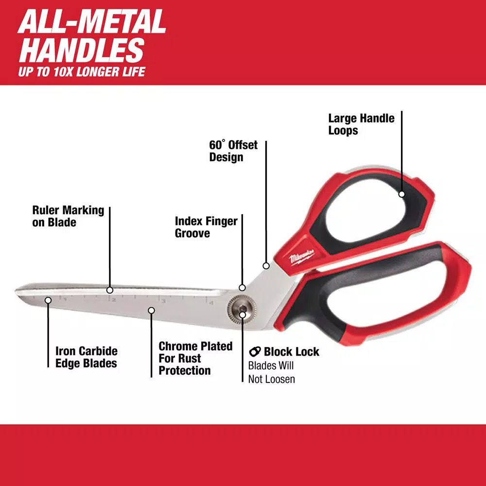 Cutting Tools Milwaukee Jobsite Straight And Offset Scissors (2-Piece) 4 Cutting Tools Milwaukee Jobsite Straight And Offset Scissors (2-Piece) - Image 2