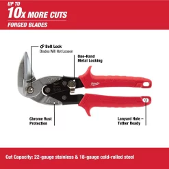Cutting Tools Milwaukee 10 In. Left-Cut And Right Cut And Straight Cut Angle Aviation Snips (3-Piece) -Tools Shop milwaukee snips 48 22 4511 48 22 4521 48 22 4537 40 1000