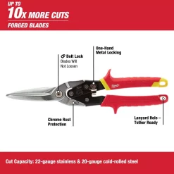 Cutting Tools Milwaukee 10 In. Left-Cut And Right Cut And Straight Cut Angle Aviation Snips (3-Piece) -Tools Shop milwaukee snips 48 22 4511 48 22 4521 48 22 4537 a0 1000