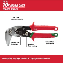 Cutting Tools Milwaukee 10 In. Left-Cut And Right Cut And Straight Cut Angle Aviation Snips (3-Piece) -Tools Shop milwaukee snips 48 22 4511 48 22 4521 48 22 4537 e1 1000