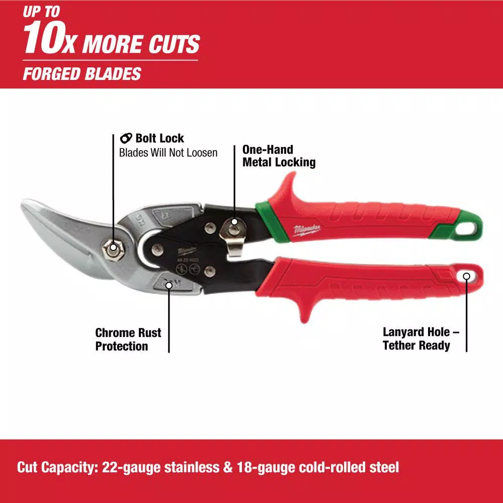 Cutting Tools Milwaukee Left And Right Offset Aviation Snips (2-Pack) 5 Cutting Tools Milwaukee Left And Right Offset Aviation Snips (2-Pack) - Image 3