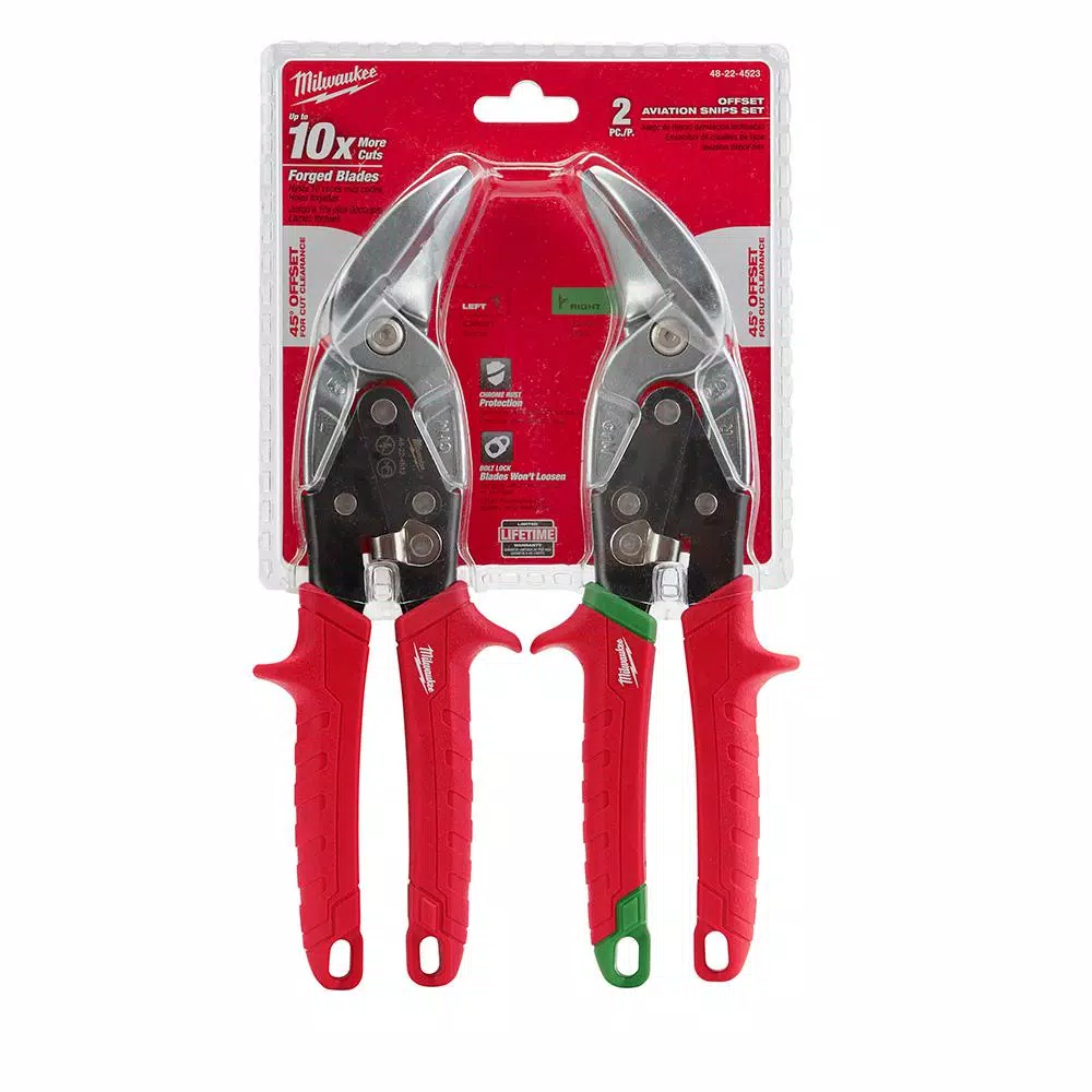 Cutting Tools Milwaukee Left And Right Offset Aviation Snips (2-Pack) 3 Cutting Tools Milwaukee Left And Right Offset Aviation Snips (2-Pack)