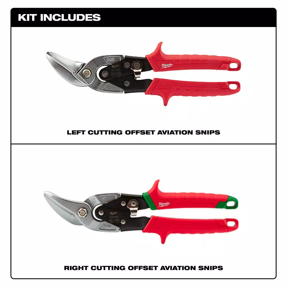 Cutting Tools Milwaukee Left And Right Offset Aviation Snips (2-Pack) 6 Cutting Tools Milwaukee Left And Right Offset Aviation Snips (2-Pack) - Image 4