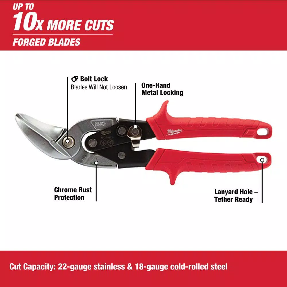Cutting Tools Milwaukee Left And Right Offset Aviation Snips (2-Pack) 4 Cutting Tools Milwaukee Left And Right Offset Aviation Snips (2-Pack) - Image 2