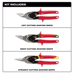 Cutting Tools Milwaukee Left, Right, And Straight Aviation Snips (3-Pack) -Tools Shop milwaukee snips 48 22 4533 1d 1000