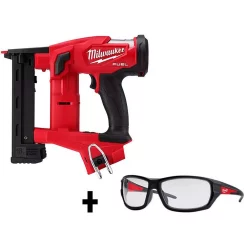 Fastening Tools Milwaukee M18 FUEL 1/4 In. 18-Volt 18-Gauge Lithium-Ion Brushless Narrow Crown Stapler And Clear Performance Safety Glasses