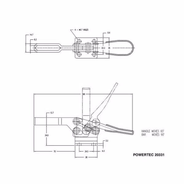 Fastening Tools POWERTEC 500 Lbs. Horizontal Quick-Release Toggle Clamp (10-Pack) 4 Fastening Tools POWERTEC 500 Lbs. Horizontal Quick-Release Toggle Clamp (10-Pack) - Image 2