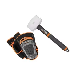 Hammers RIDGID 16 Oz. Rubber Mallet With Pro-Hinge Stabilizing Knee Pads