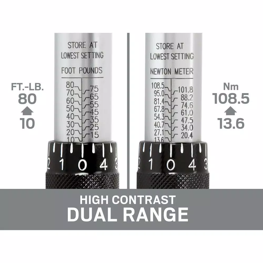 Wrenches TEKTON 3/8 In. Drive Click Torque Wrench (10-80 Ft.-lb.) 7 Wrenches TEKTON 3/8 In. Drive Click Torque Wrench (10-80 Ft.-lb.) - Image 5